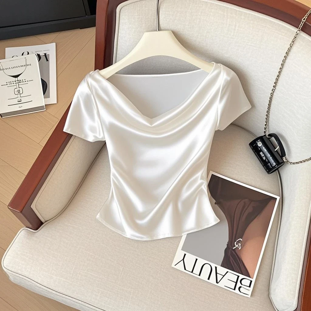 2025夏季新款气质时尚别致洋气漂亮显瘦T恤设计感超好看短袖上衣
