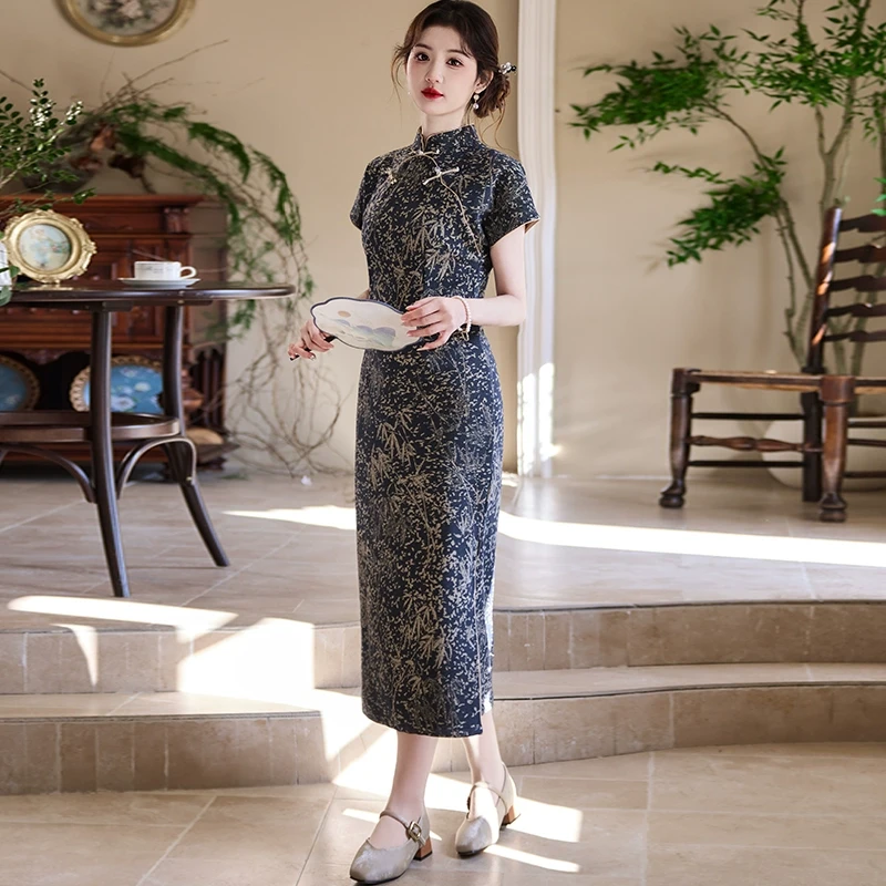 新中式旗袍2025夏季高端日常可穿老上海复古改良裙子素雅国风礼服