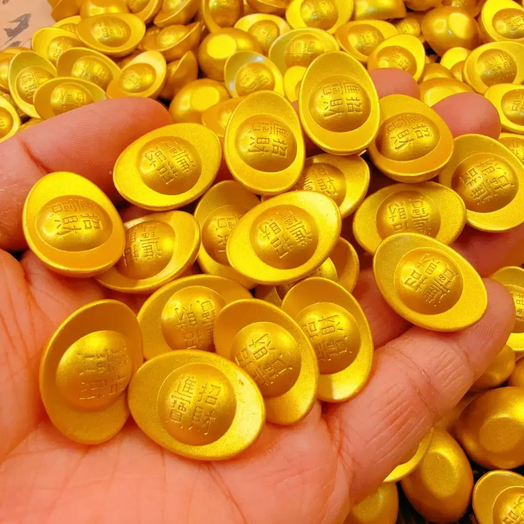 新款实心刻字铜合金大元宝摆件聚宝盆米缸填充物雕刻立体高档