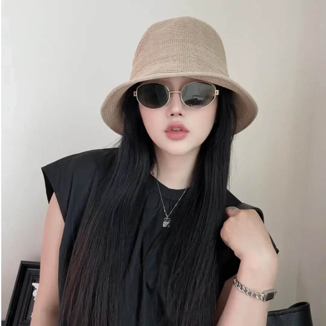 原创设计草编织大檐透气空顶防晒帽女夏季户外百搭遮阳帽大帽檐
