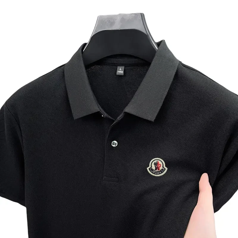 奥莱撤柜蒙家徽标夏季翻领短袖T恤男大牌休闲100%棉POLO衫上衣薄