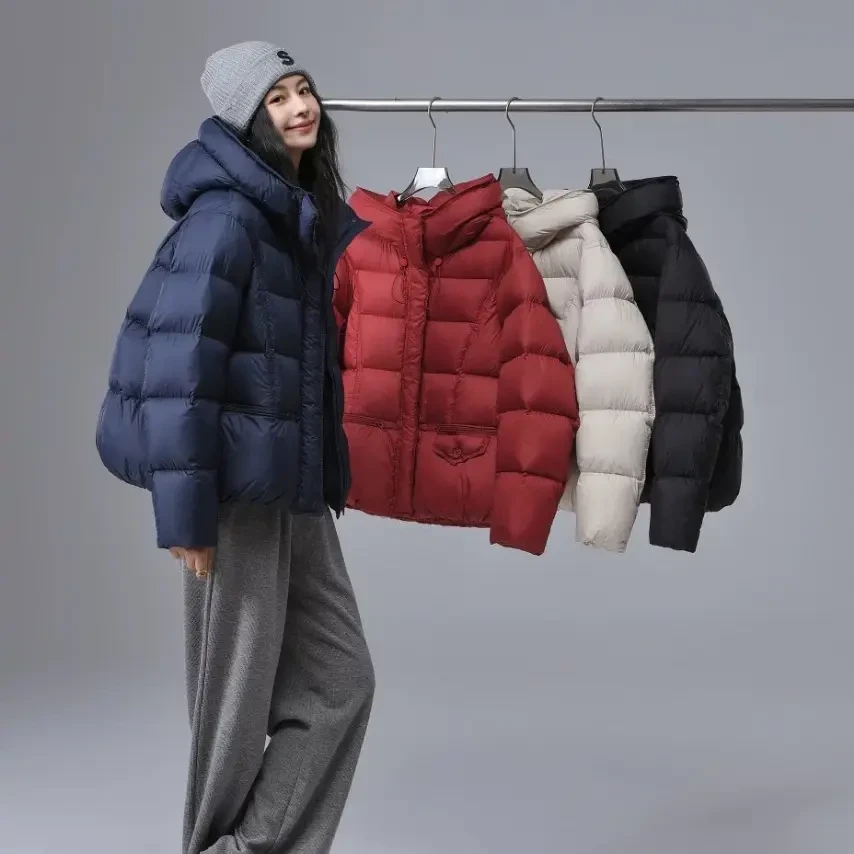 短款90白鸭绒连帽女韩版时尚保暖冬季休闲百搭外套学生泡芙上衣