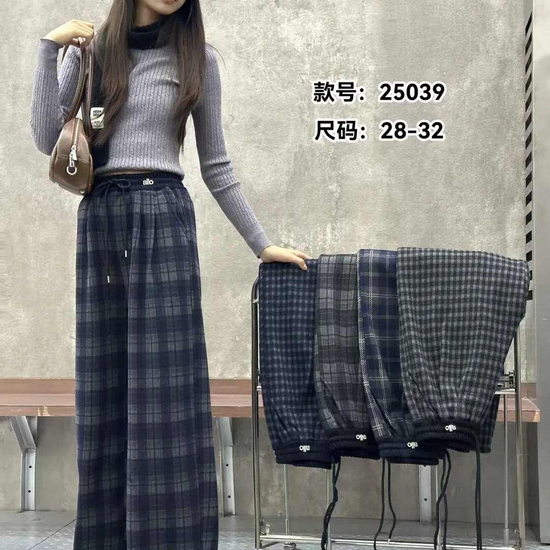 升级版女大童冬款格子直筒裤百搭休闲一条过冬