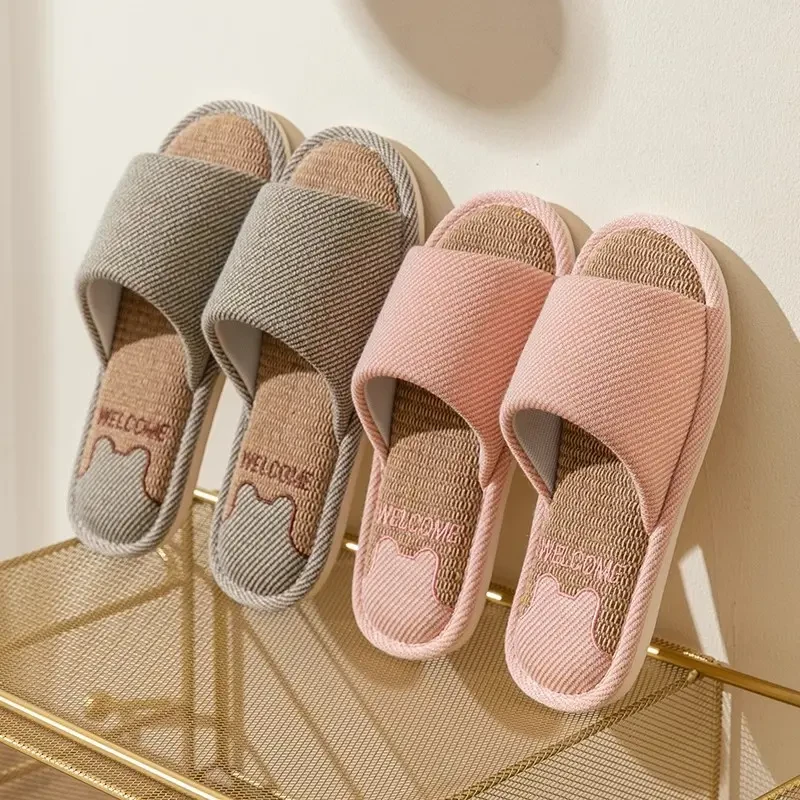 亚麻拖鞋女四季室内家居吸汗居家防滑凉爽家用地板拖鞋男士夏季