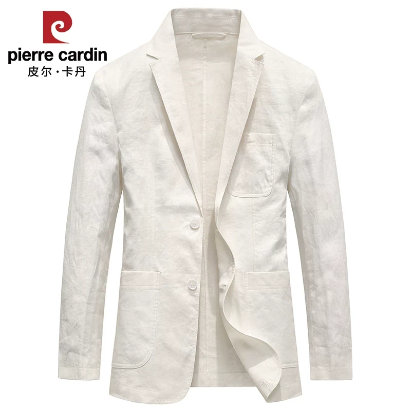 皮尔卡丹100%亚麻西服轻薄透气上衣休闲单西春夏季新款西装男外套