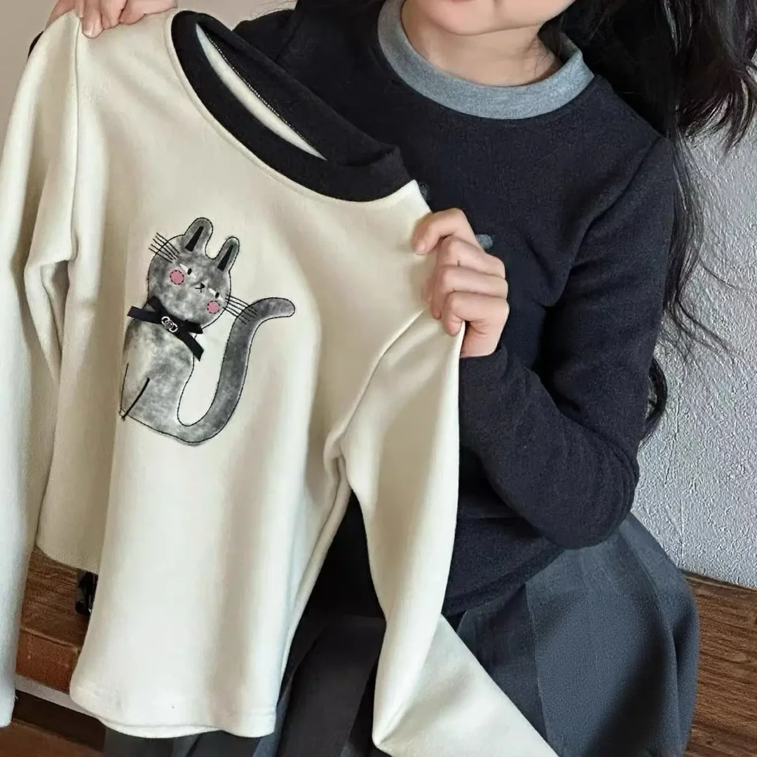 301-mochier女大童2025冬季新品加厚绒德绒双面加厚打底衫