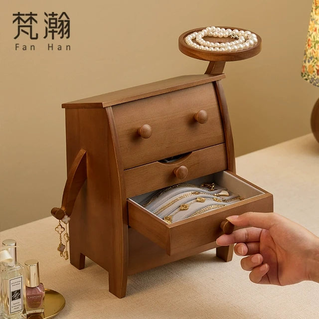 梵瀚 实木首饰盒胖墩墩高档精致生日新婚520情人节礼物饰品收纳盒