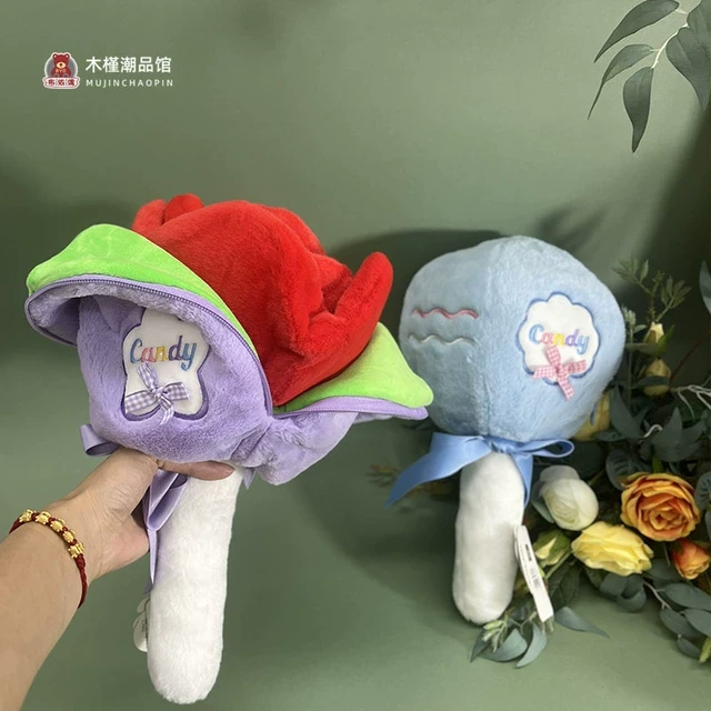 正版棒棒糖玫瑰花束变身毛绒玩偶惊喜挂件女友七夕情人节创意礼物