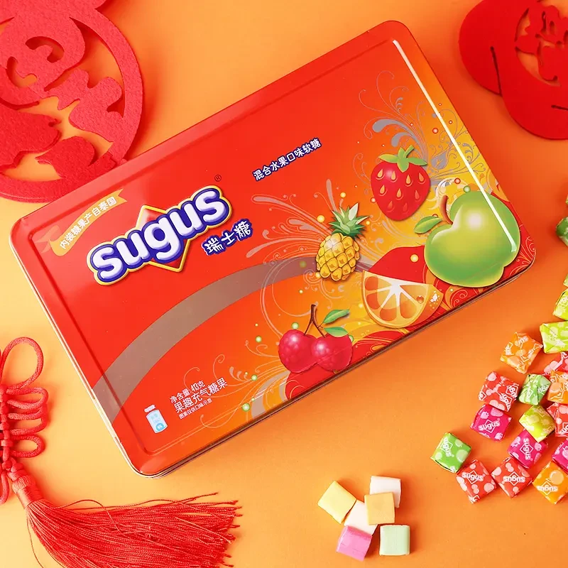瑞士糖Sugus混合水果味糖果413g/550g缤纷铁盒装年货送礼孩子喜欢