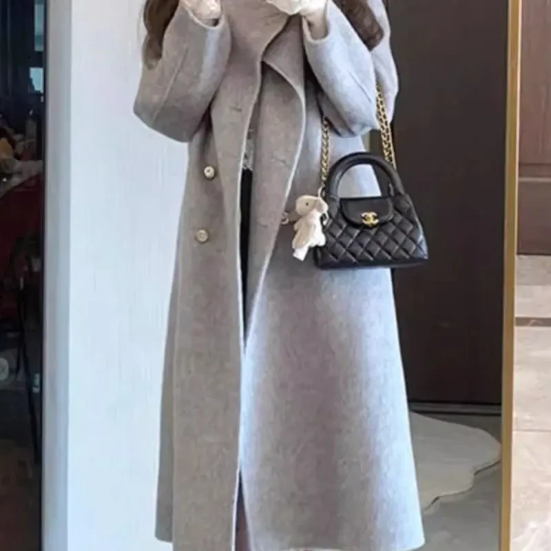 001-200钰钰链接双面大衣女秋冬加厚中长款韩版修身显瘦女装