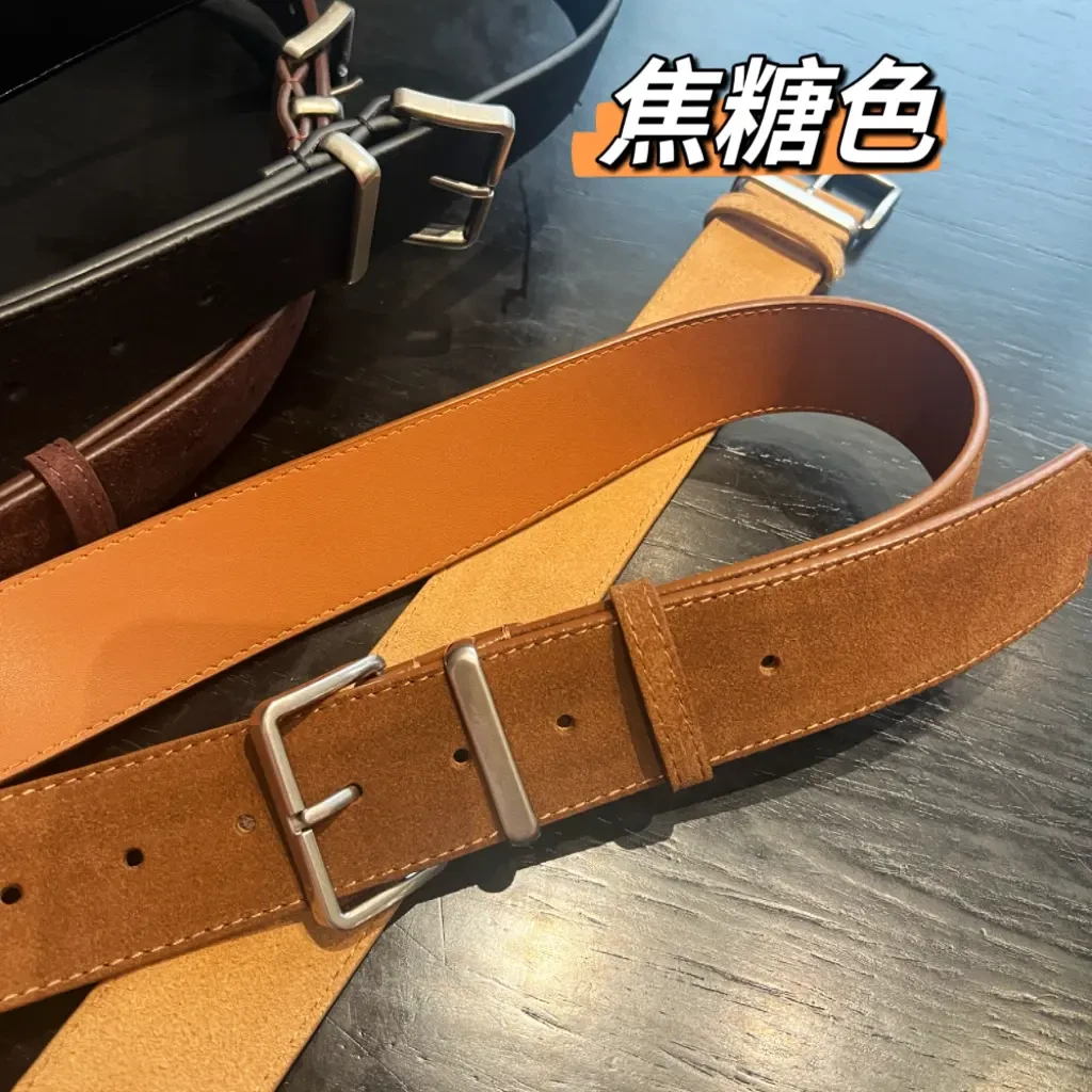 磨砂皮宽腰带女棕色百搭2024冬季大衣束腰配连衣裙收腰外搭腰封