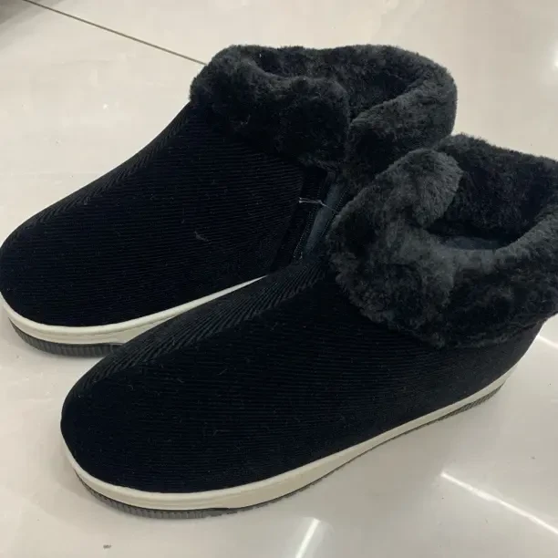 厚底见商详灰色防滑保暖冬季保暖鞋套筒棉鞋