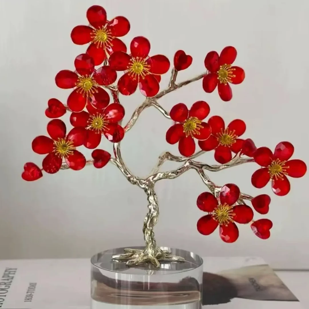 轻奢水晶梅花摆件家居客厅玄关创意装饰品