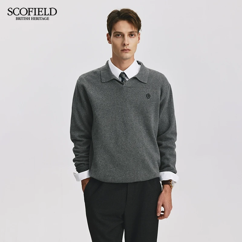 SCOFIELD男士春秋季时尚休闲潮流舒适棉质假两件套头毛衣