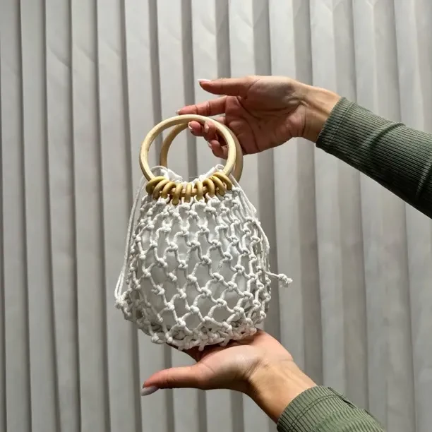 棉线手提包包女大容量森系镂空编织包时尚百搭海边度假沙滩托特包