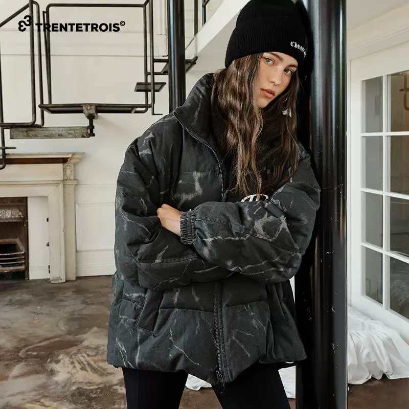 33潮牌冬季新款羽绒服高密洗水荆棘效果面料立体刺绣潮流羽绒服