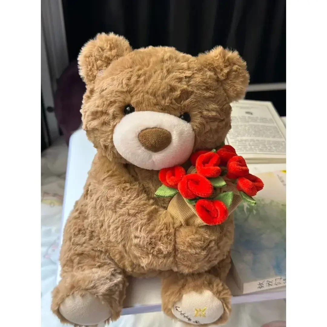 【七夕】情人节悄悄熊玫瑰花帽香薰玫瑰花小熊毛绒布艺玩具礼物