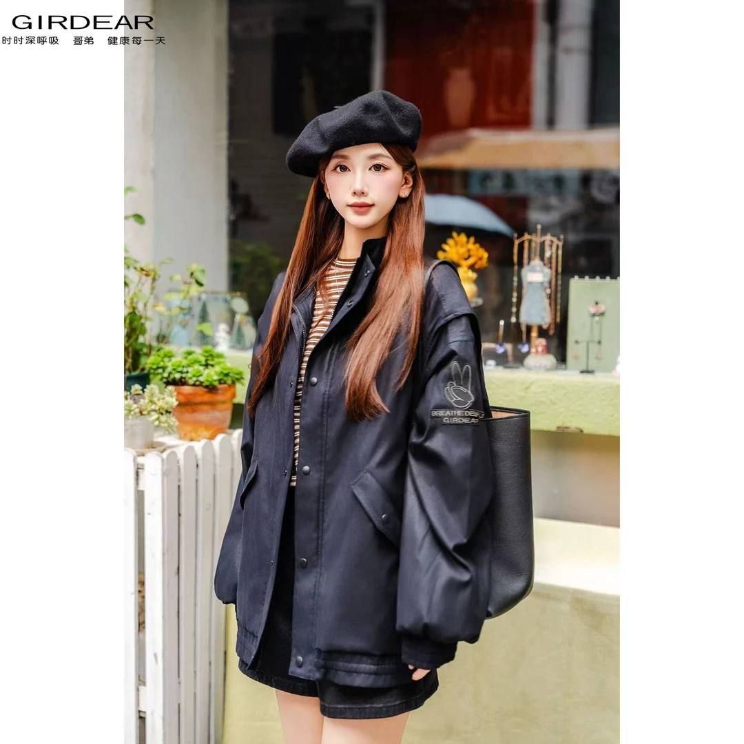 GIRDEAR/哥弟秋冬新款夹克外套时尚休闲运动立领保暖百搭140065
