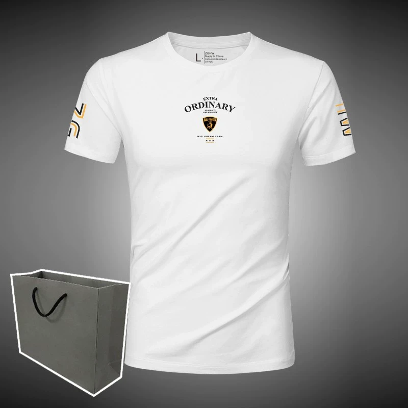 白色潮流短袖t恤男2025夏季新款圆领休闲简约男士衣服上衣男装