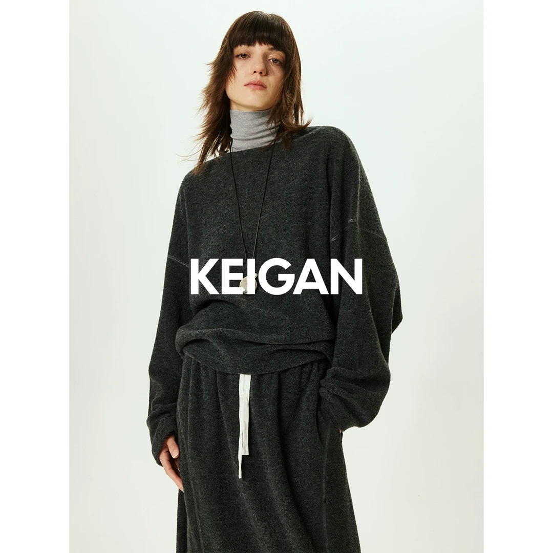 开间/轻奢运动 日本进口针织圈圈绒松软温暖卫衣半裙保龄球套装