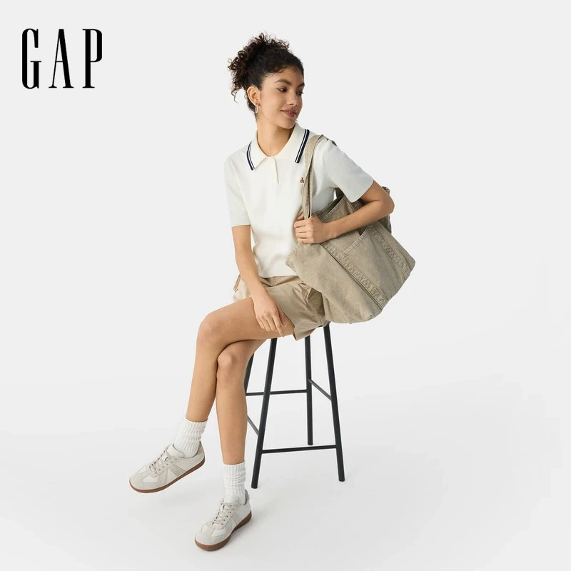 【成毅代言】Gap抱抱针织系列小熊刺绣polo翻领短袖针织衫 729114