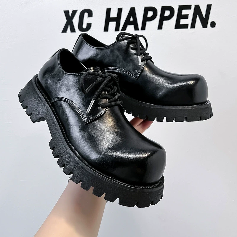 大头德比鞋小众厚底增高商务皮鞋男女同款