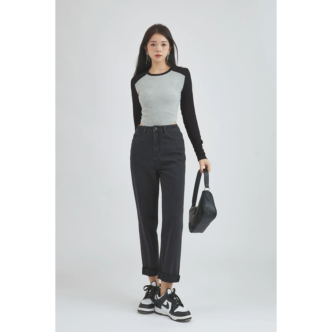 【清仓】Dinosaur Aunt恐龙阿姨不用修图也显得腿很直九分牛仔裤