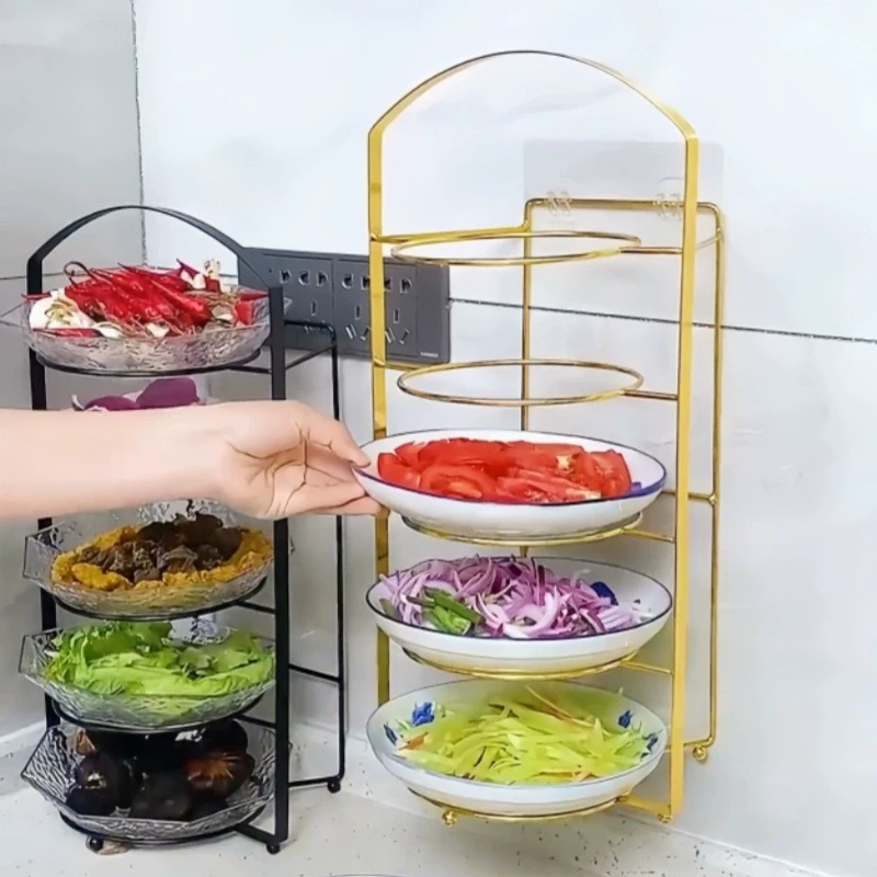 厨房放菜备菜置物架托架子多层灶台上收纳架台面多功能壁挂架家用