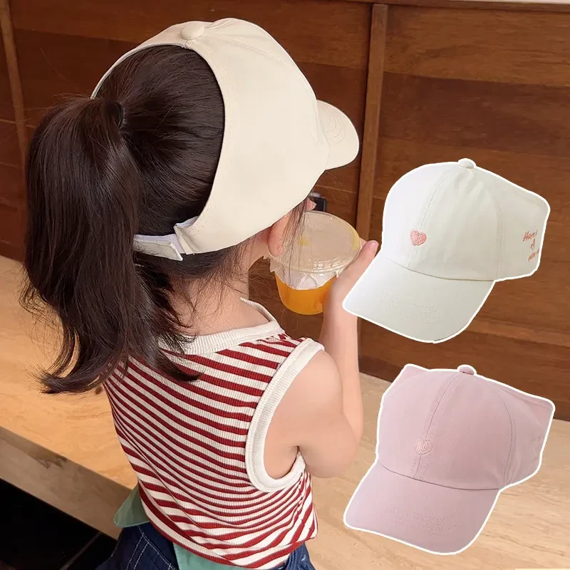【可扎高马尾】儿童帽子女童夏季空顶帽鸭舌帽棒球帽宝宝防晒太阳帽