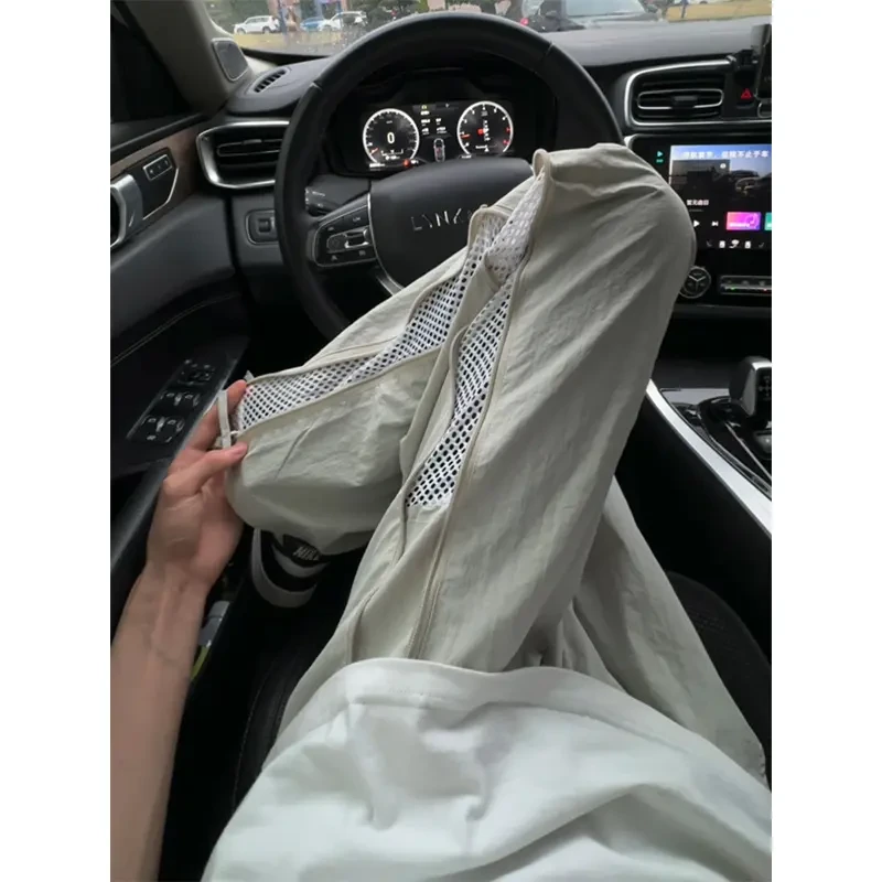 侧拉链软壳冲锋裤男女款网眼透气速干工装裤子美式宽松直筒休闲裤