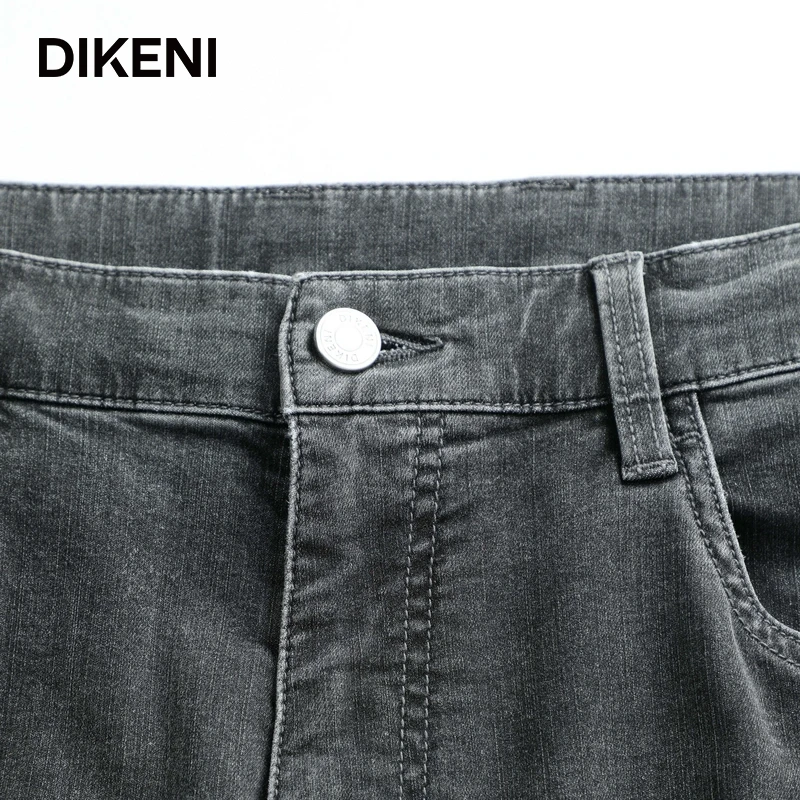 迪柯尼男士百搭时尚轻炒盐水深灰薄款休闲直筒牛仔裤14362T709