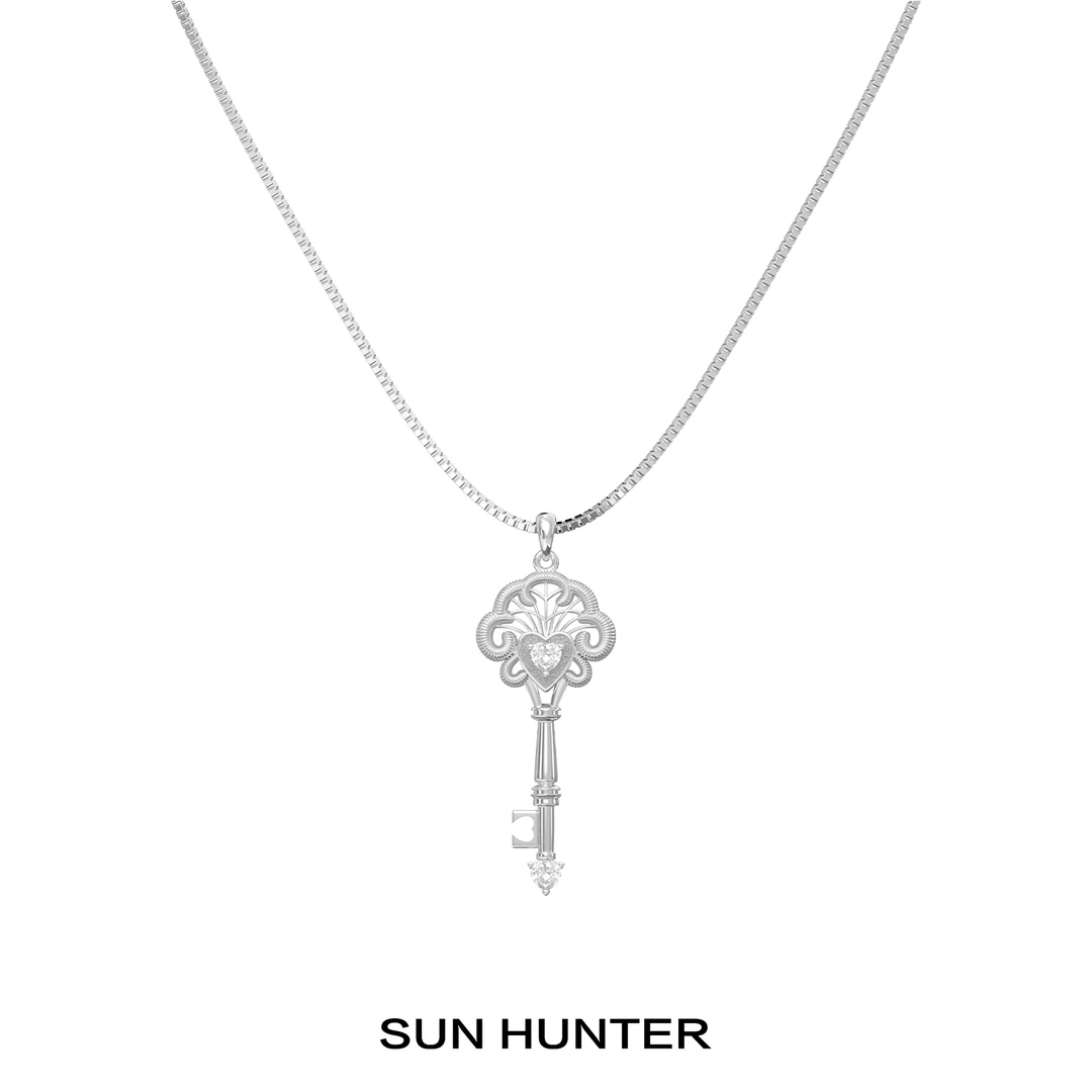 铜合金项链 三横SUN HUNTER「春日蕾丝」原创蕾丝钥匙锁骨链项链女