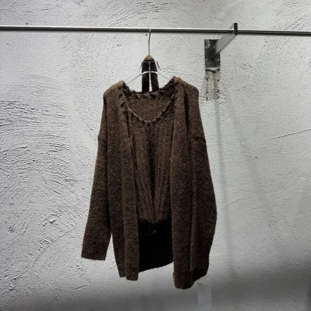 韩版宽松显瘦针织毛衣开衫女士套装