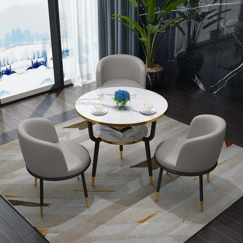 阳台轻奢洽谈桌椅组合接待咖啡厅休息简约售楼处奶茶店小圆桌网红