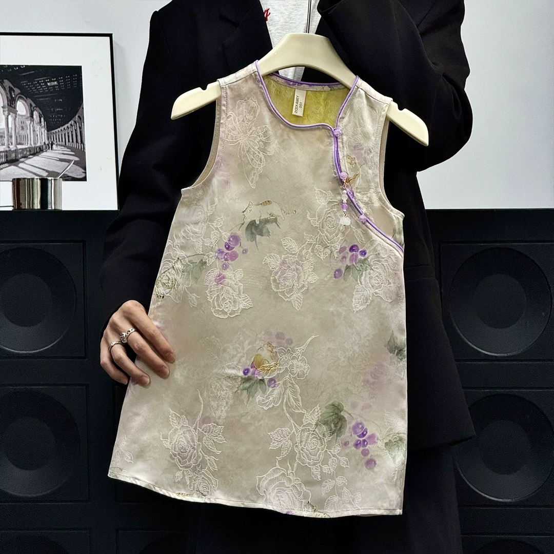 童装女童国风连衣裙夏季2025新款新中式背心裙子儿童改良旗袍裙