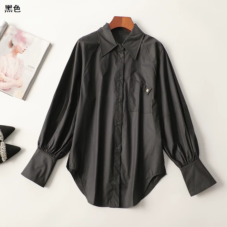 245145春中长款长袖翻领衬衫