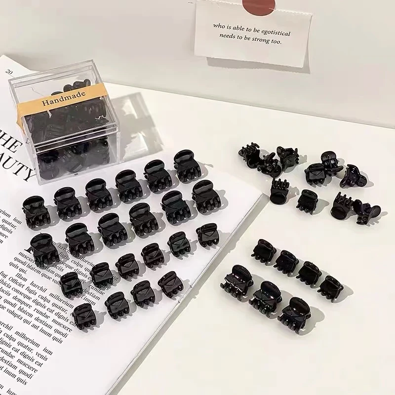 黑色迷你刘海夹公主头发型小抓夹24个碎发小夹可爱精致小巧碎发夹