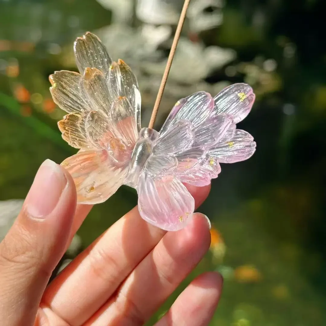 蝶恋花 引蝶 夏日粉白渐变桌面摆件线香插茶室摆件 杭州景区新款