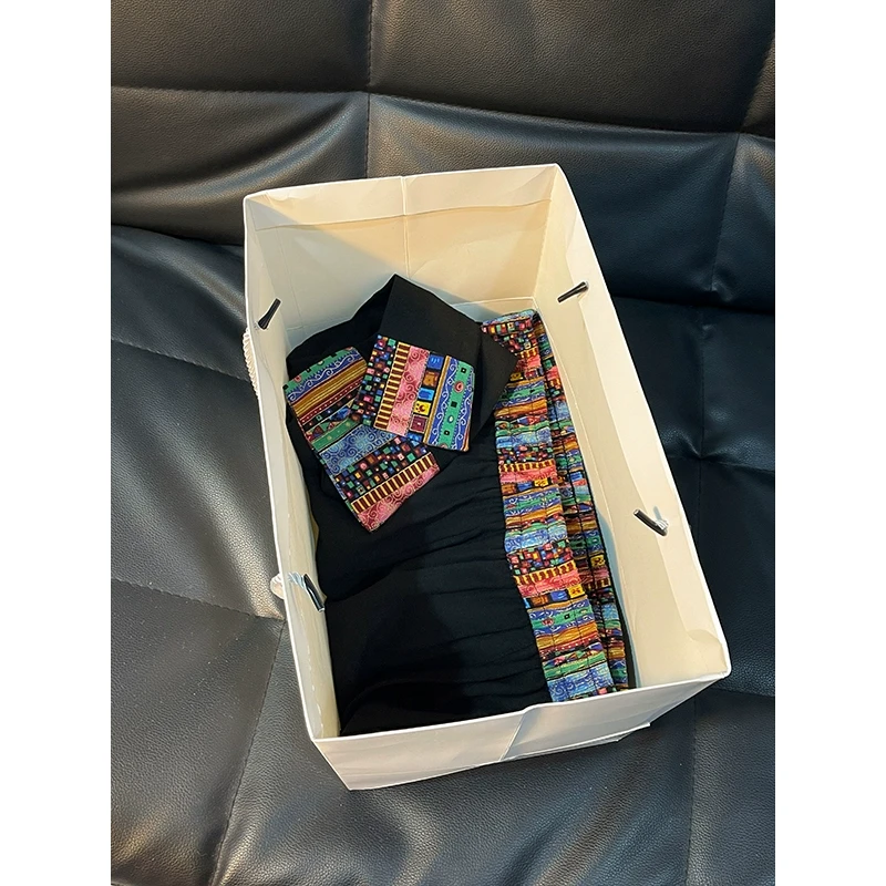 民族风裤子男款春夏新中式国风藏式印花阔腿裤高级感垂感宽松长裤