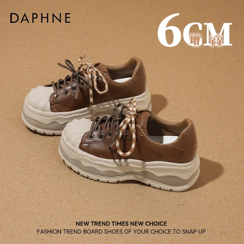 达芙妮厚底复古贝壳头板鞋女2025新款秋季超火百搭松糕增高休闲鞋