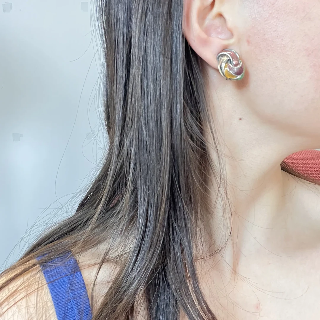 铜合金珐琅耳饰 简约风女休闲风耳钉小流苏耳夹