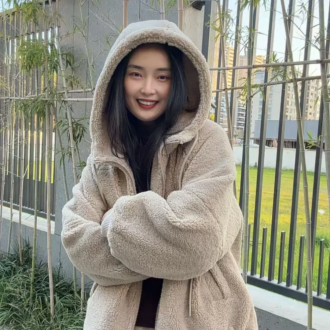 90350-连帽运动风女棉衣外套宽松棉服韩版潮流加棉