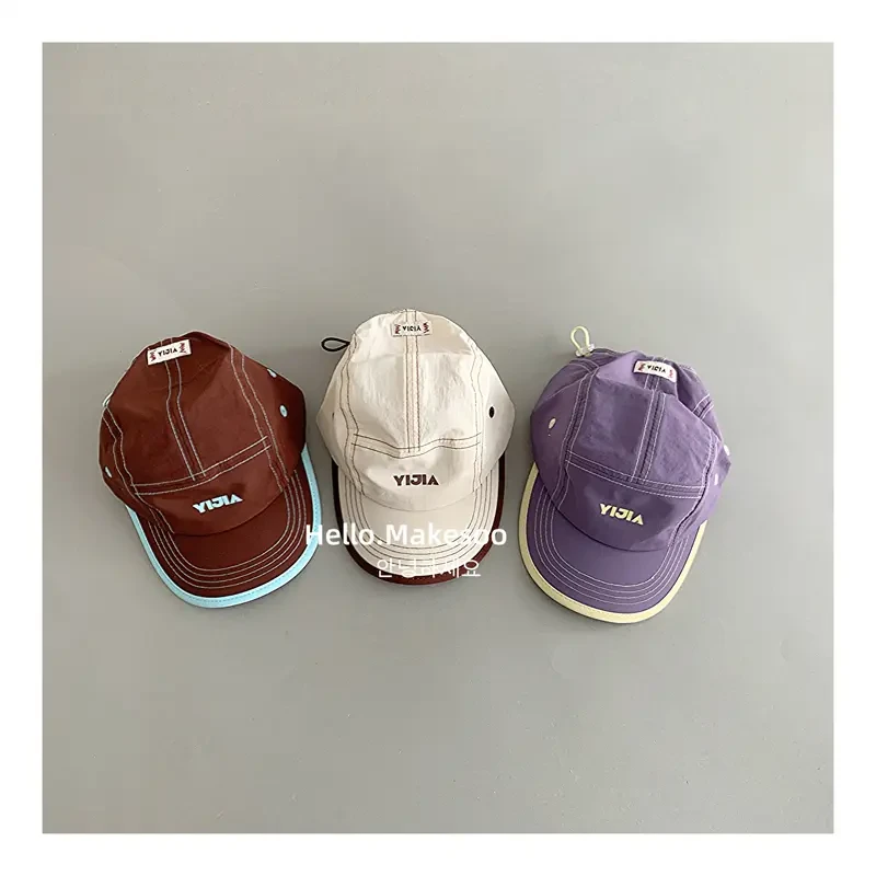 儿童鸭舌帽女童速干简约防晒遮阳帽子原创自制烫棒球帽儿童1-3岁