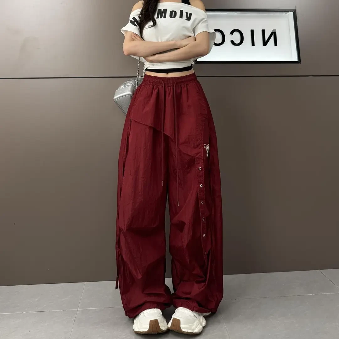 美式高街复古速干面料设计感小众裤子嘻哈风休闲裤阔腿裤夏季薄款