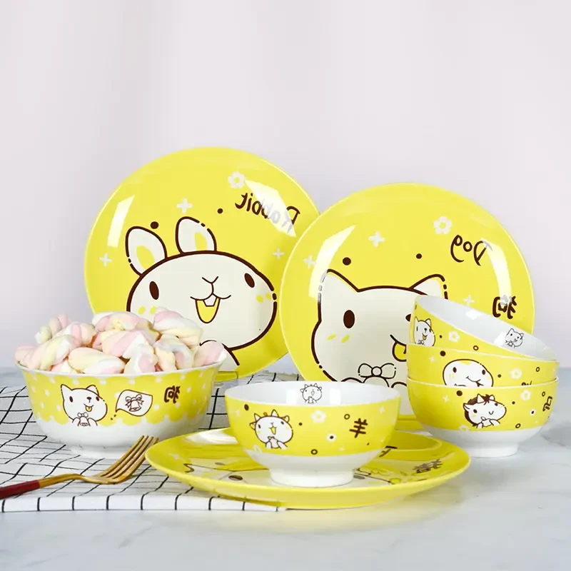 SANHUAN新骨瓷卡通Q萌十二生肖8.25英寸早餐碟碗盘