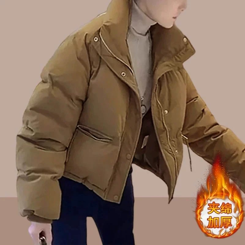 冬季加厚立领短款棉服女2025新款韩版气质小个子棉衣高级保暖棉袄