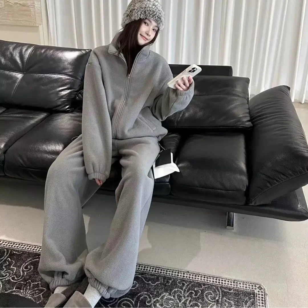 巨巨巨厚实！【摇粒绒家居套装】SSJ  可外套下摆抽绳可收缩休闲套装