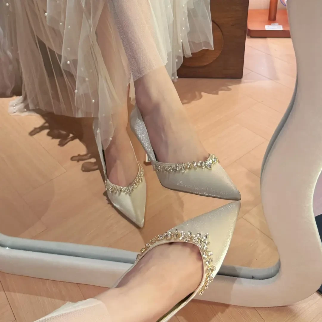 【池美】气质法式绝美高跟鞋礼服鞋伴娘鞋不累脚婚鞋新娘鞋2025新款