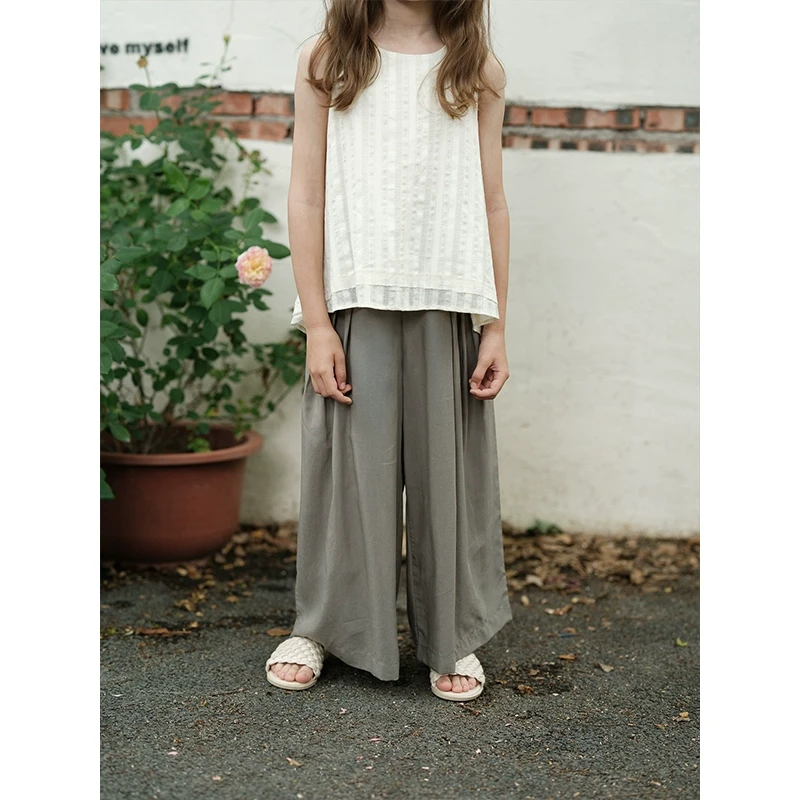 史豌豆女童抽褶阔腿裤 K1898