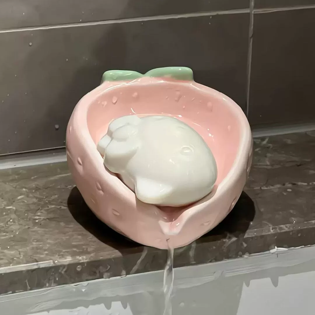 新家的100个快递 草莓肥皂盒创意可爱洗手台肥皂收纳盘陶瓷置物架
